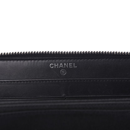 Chanel Glittered Calfskin Quilted Large Gusset Zip Wallet Black 8 of 10