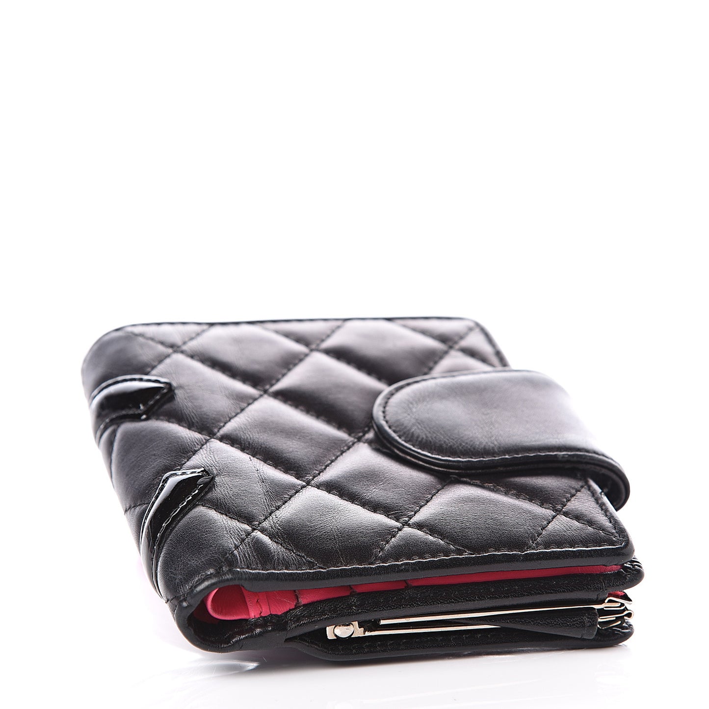 Calfskin Quilted Cambon Bi-Fold Wallet Black