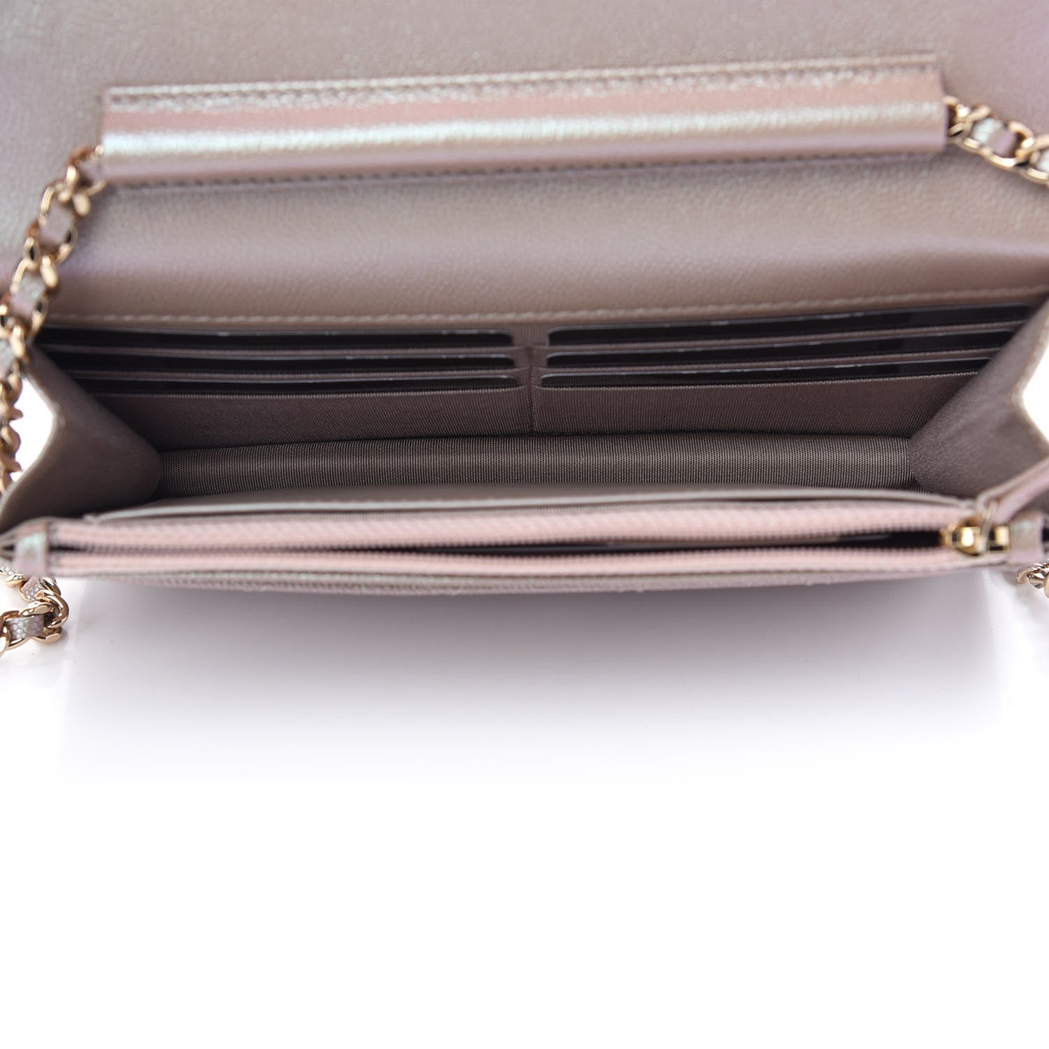 Chanel Iridescent Caviar Quilted Wallet On Chain WOC Beige 5 of 10
