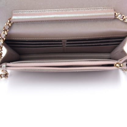 Chanel Iridescent Caviar Quilted Wallet On Chain WOC Beige 5 of 10