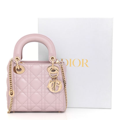 Christian Dior Metallic Lambskin Cannage Mini Lady Dior Lotus 21 of 21