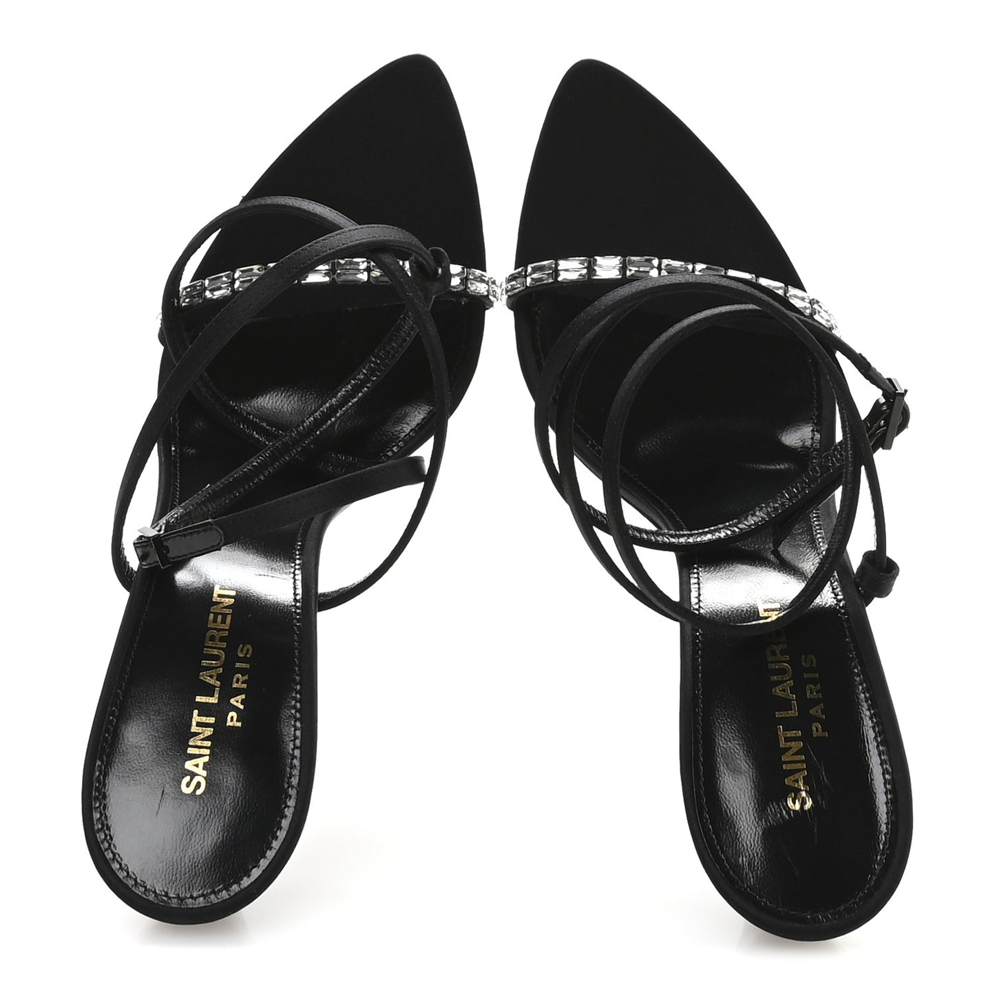 Crepe Satin Crystal Satine 110 Sandals 38.5 Black