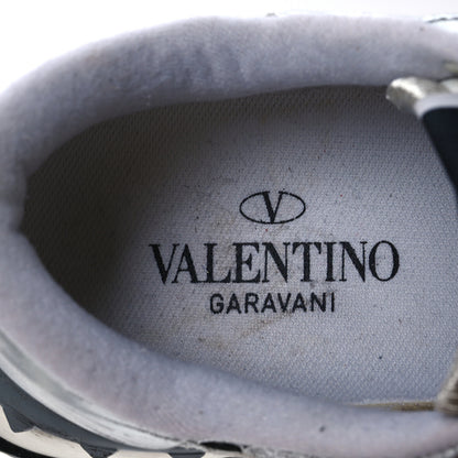Valentino Garavani Metallic Calfskin Lace Mesh Lacerunner Sneaker 37.5 Silver Pastel Gray 9 of 15