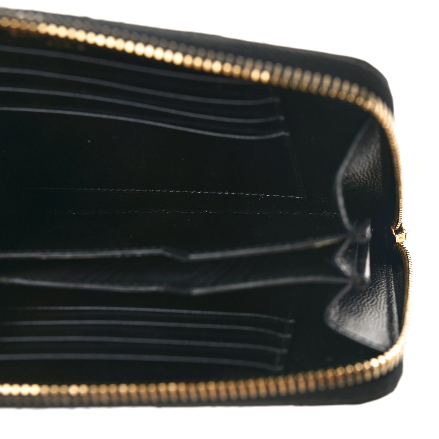 Grain De Poudre Matelasse Chevron Monogram Small Zip Around Wallet Black