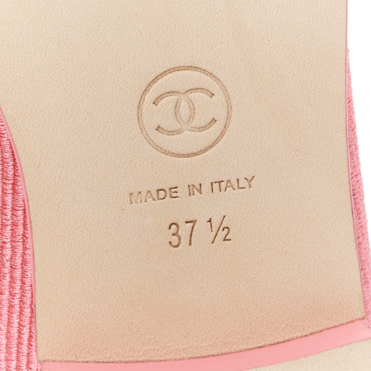 Chanel Embroidered Fabric Cap Toe CC Ballerina Flats 37.5 Pink 8 of 10
