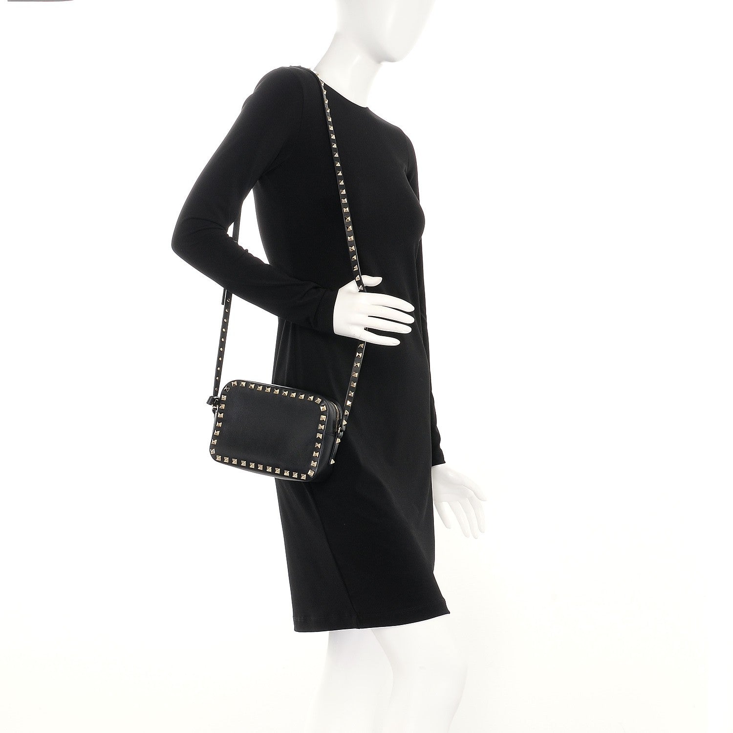 Valentino Garavani Calfskin Rockstud Camera Crossbody Bag Black 2 of 6
