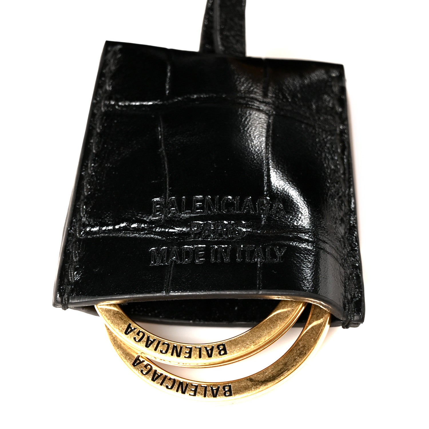 Balenciaga Calfskin Crocodile Embossed Mini Bel Air Carry All Bag Black 8 of 12