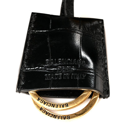 Balenciaga Calfskin Crocodile Embossed Mini Bel Air Carry All Bag Black 8 of 12