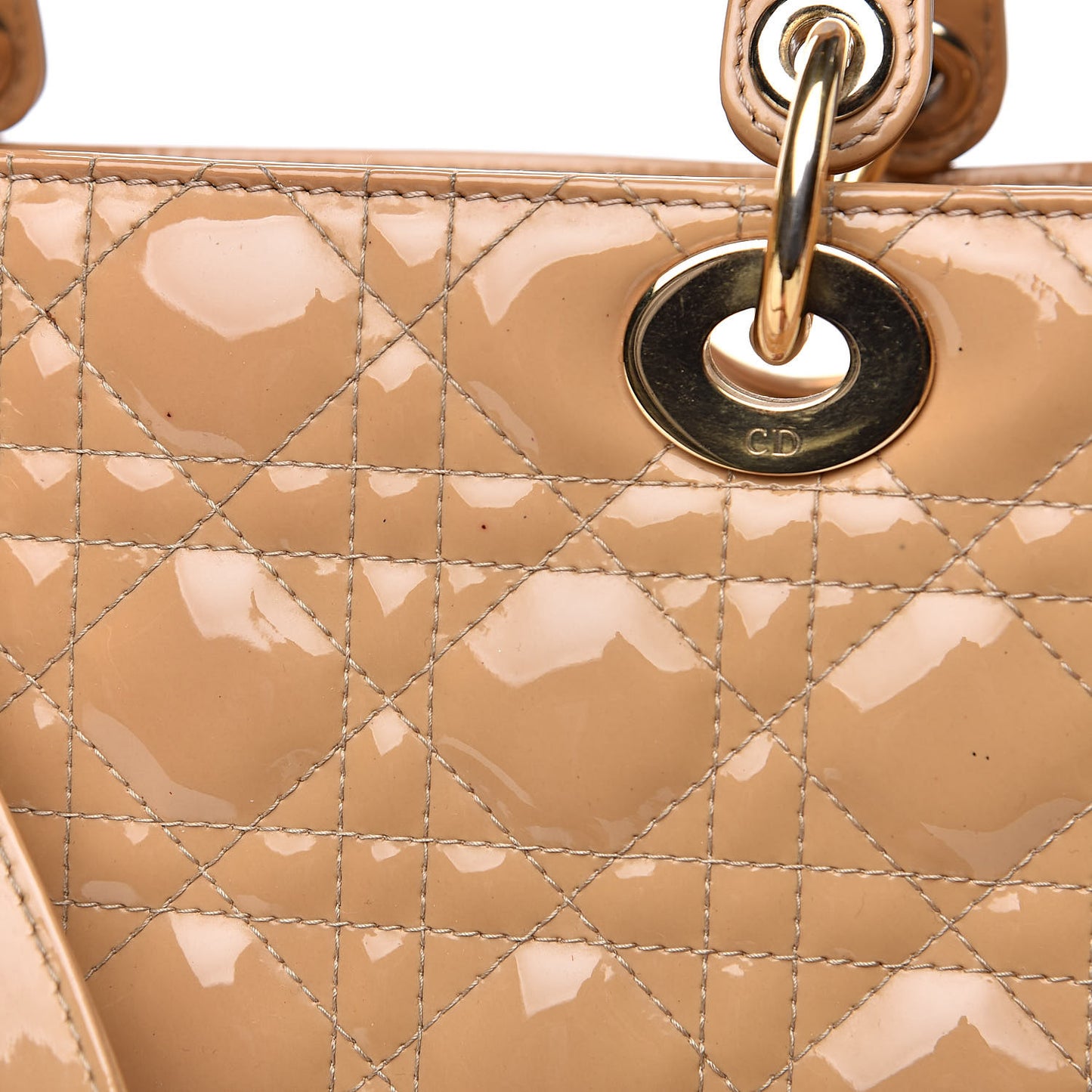 Patent Cannage Large Lady Dior Beige