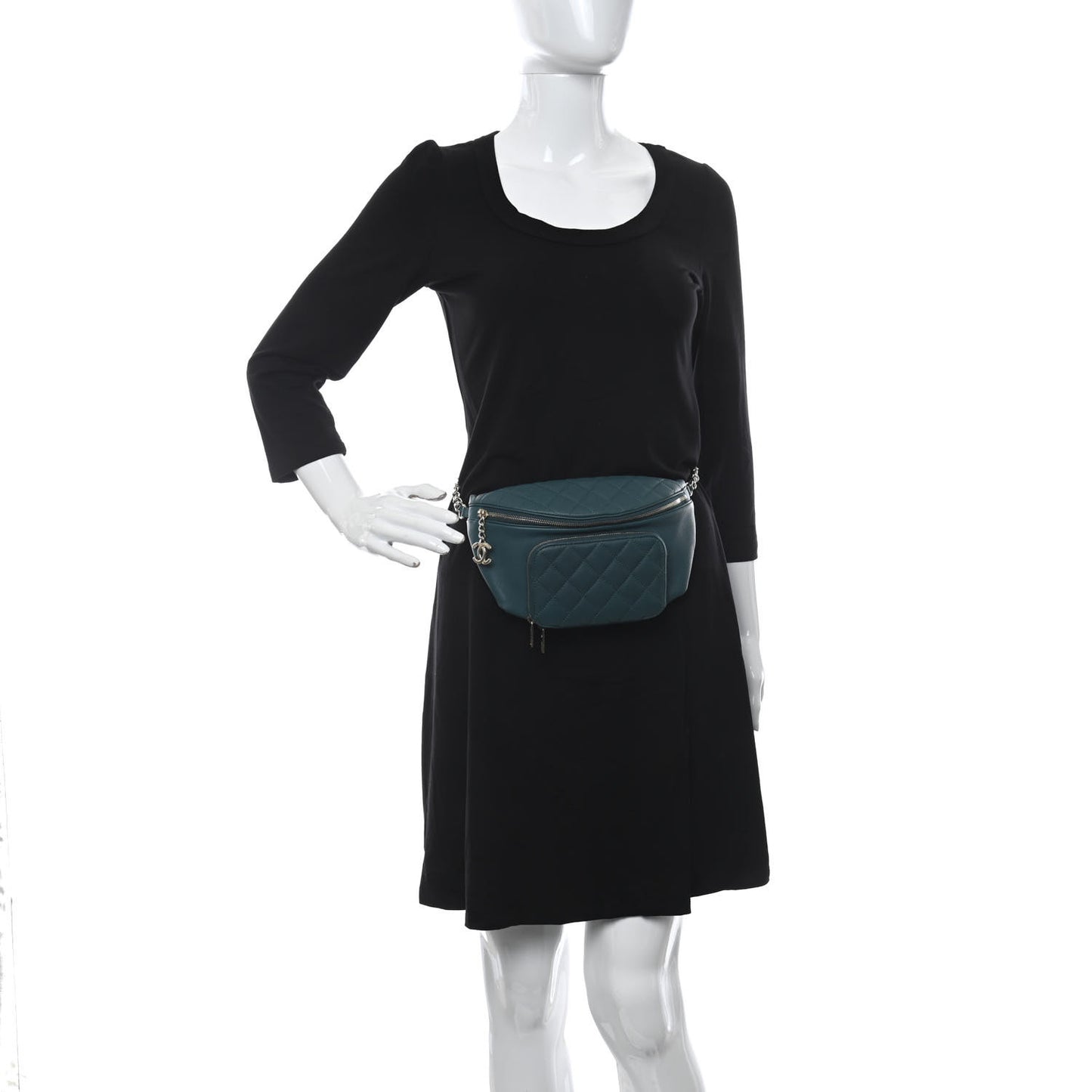 Caviar Quilted Business Affinity Waist Belt Bag Dark Turquoise