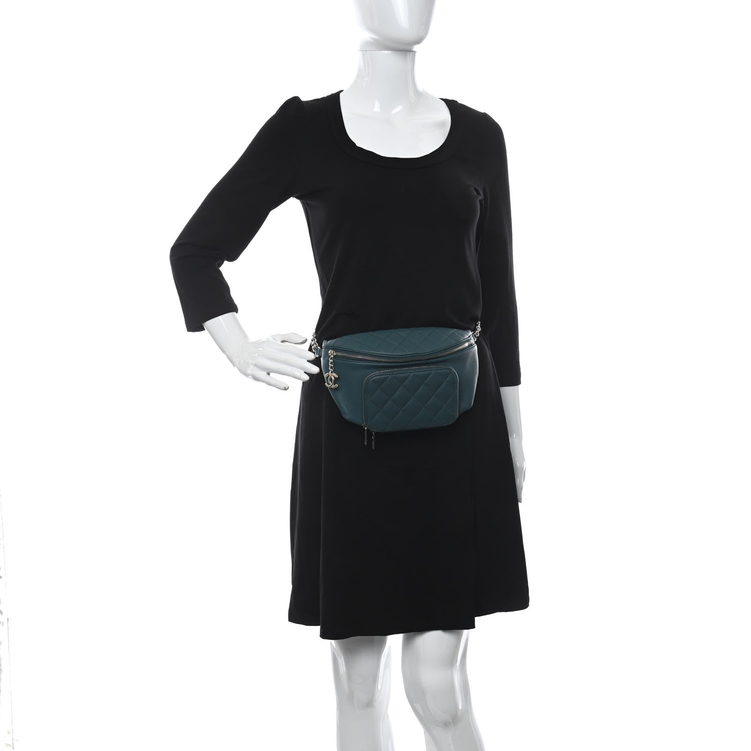 Chanel Caviar Quilted Business Affinity Waist Belt Bag Dark Turquoise 2 of 12