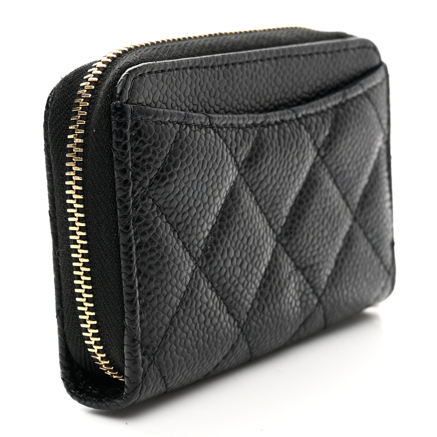 Caviar Quilted Zip Coin Purse Black