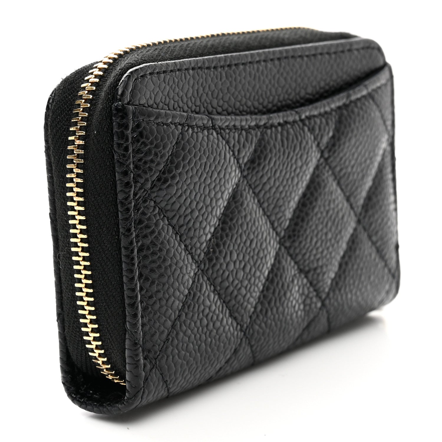 Chanel Caviar Quilted Zip Coin Purse Black 3 of 9