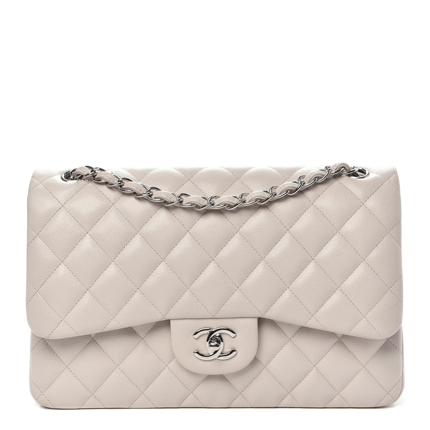 Caviar Quilted Jumbo Double Flap Ivory