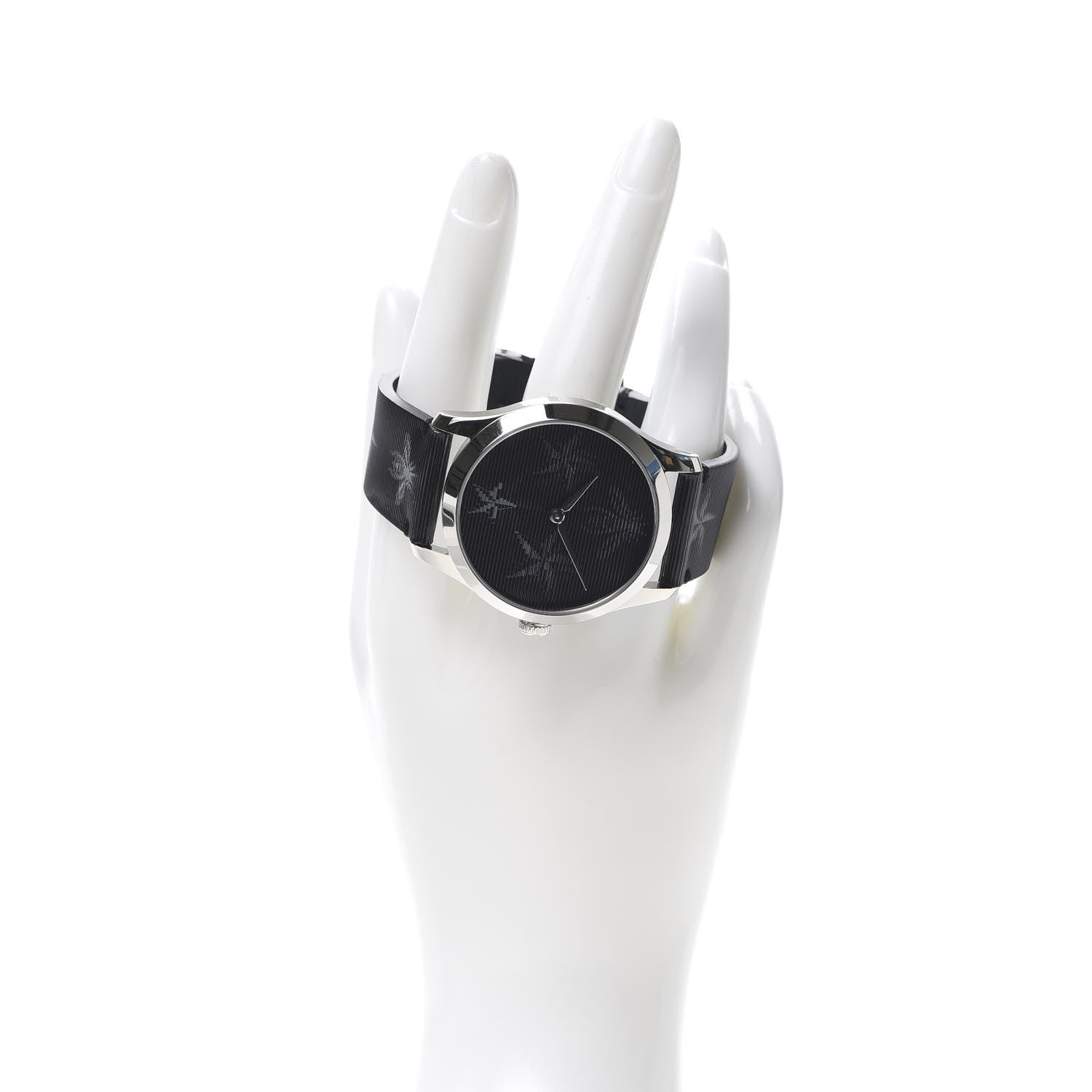 Gucci Stainless Steel Calfskin 38mm G-Timeless Bee Star Hologram Quartz Watch Black 2 of 6