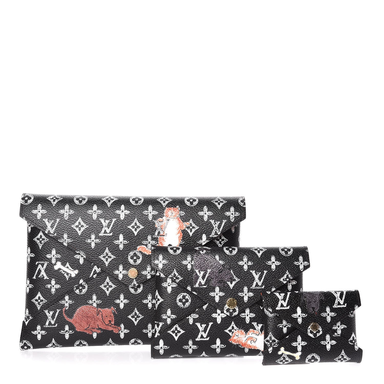 Louis Vuitton Catogram Kirigami Pochette Set Black 3 of 11