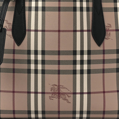 Burberry Grainy Calfskin Haymarket Check Small Reversible Tote Black 16 of 22