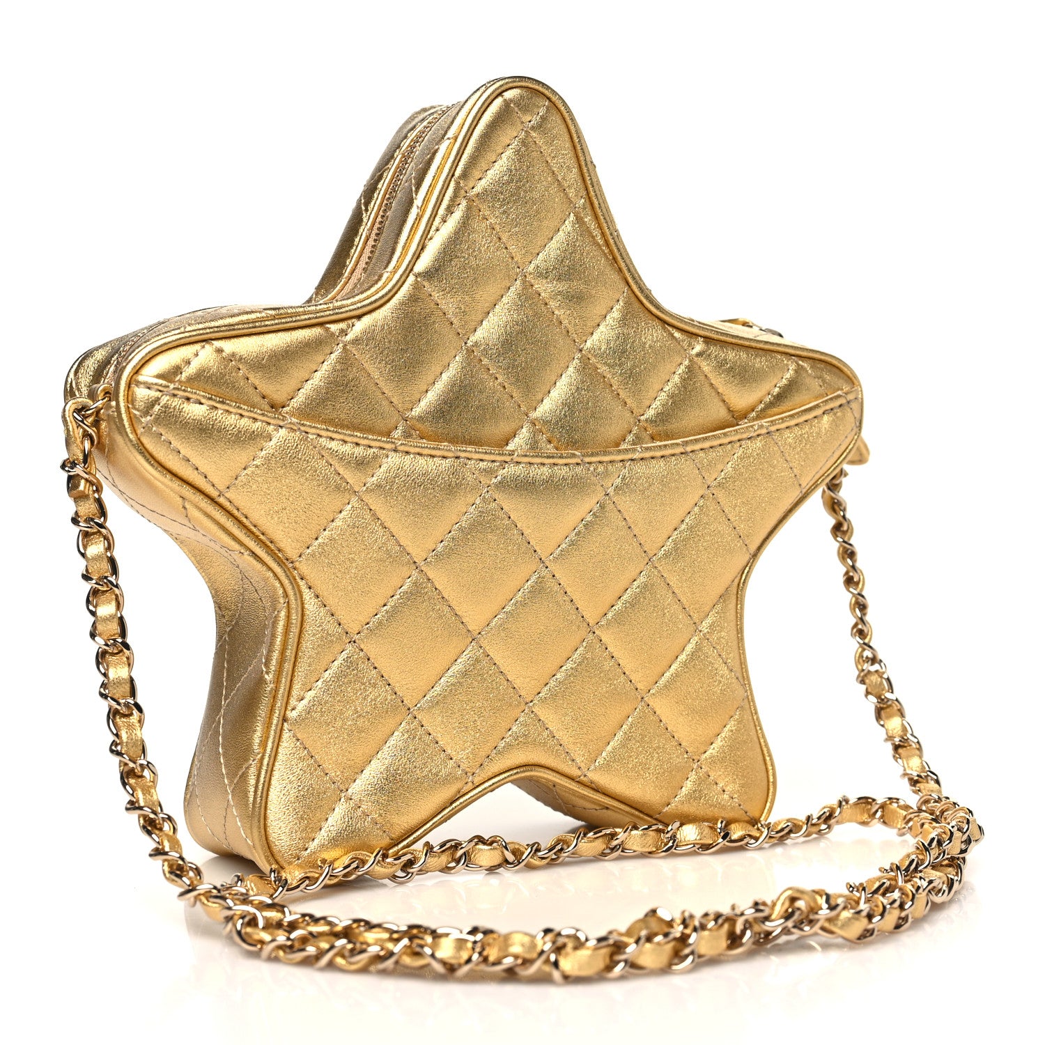 Chanel Metallic Lambskin Quilted Walk Of Fame Star Bag Gold 3 of 10