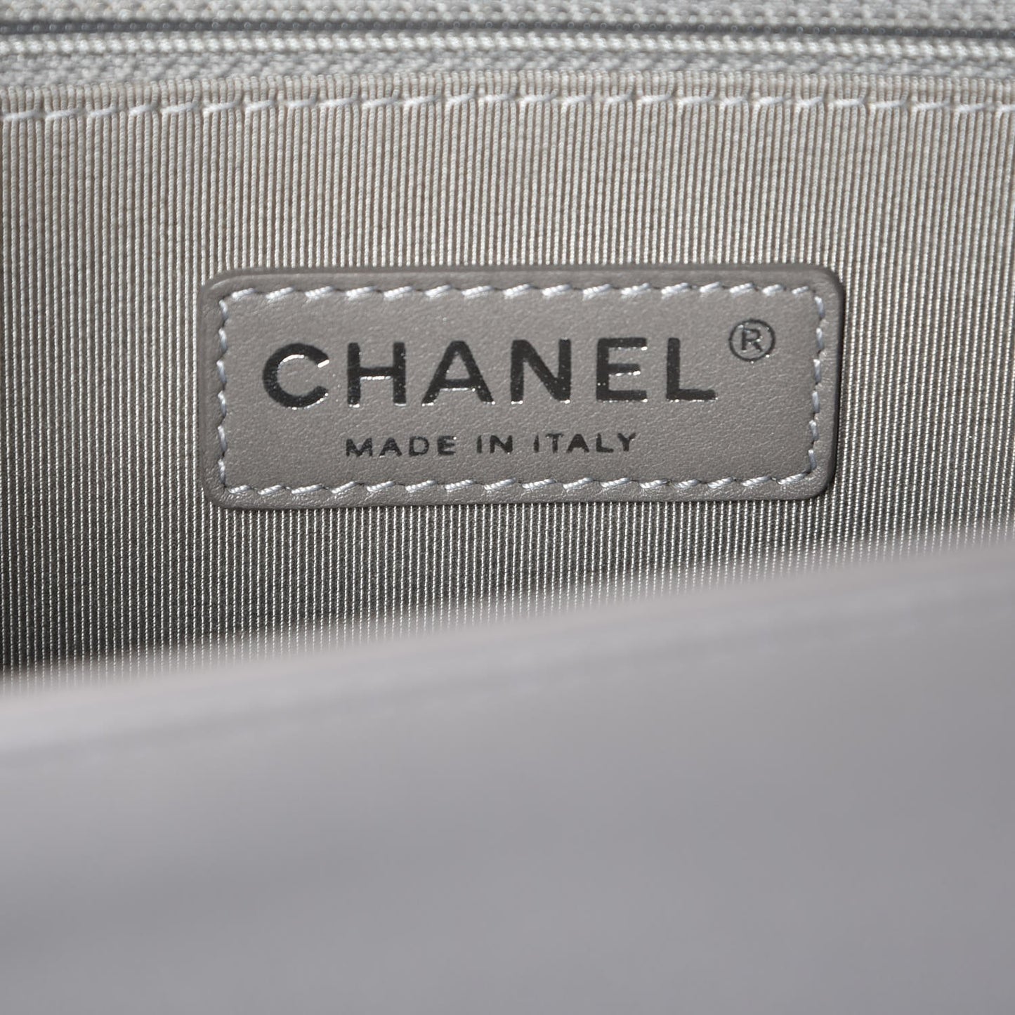 Lambskin Quilted Large Boy Flap Grey