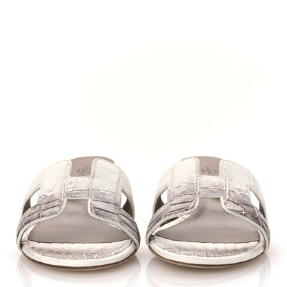 Hermes Matte Niloticus Crocodile Himalaya Oasis Sandals 40 White 3 of 11