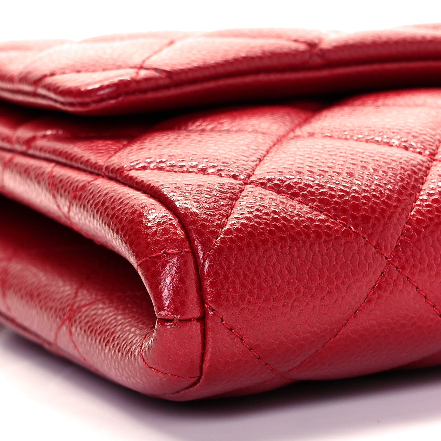 Caviar Quilted Clutch With Chain Flap Red