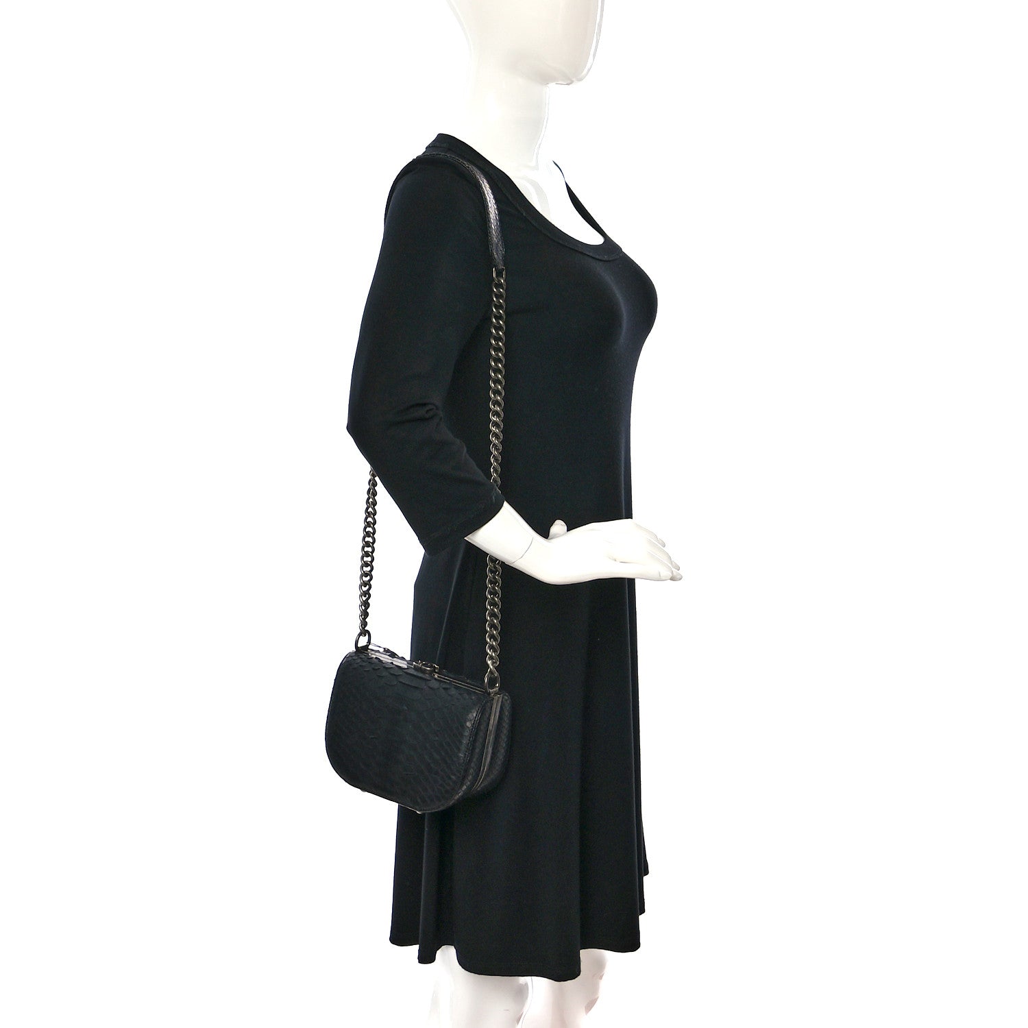 Chanel Snakeskin Box Kisslock Crosssbody Black 2 of 14