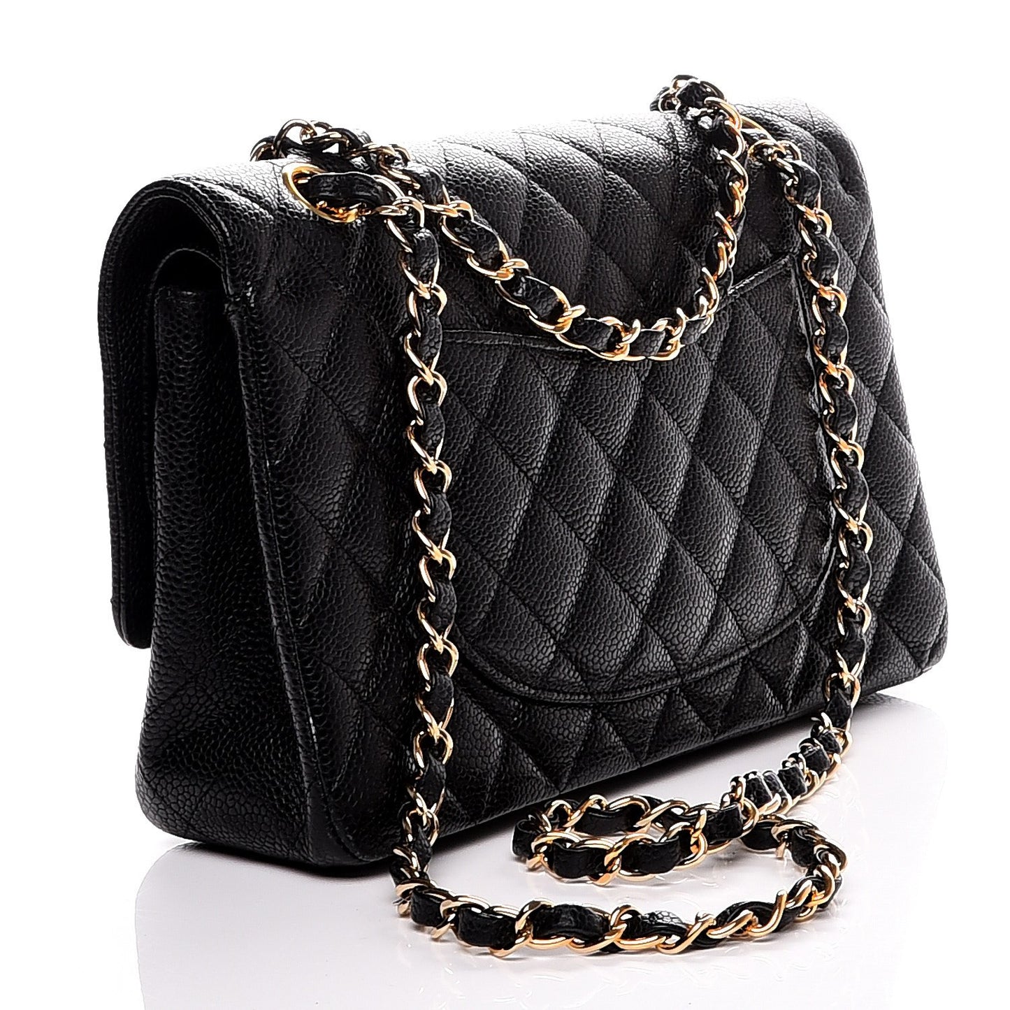 Caviar Quilted Medium Double Flap Black