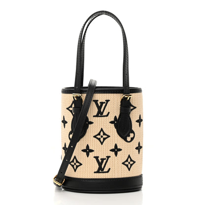 Louis Vuitton Cotton Calfskin Monogram Nano Bucket Bag Black 3 of 11