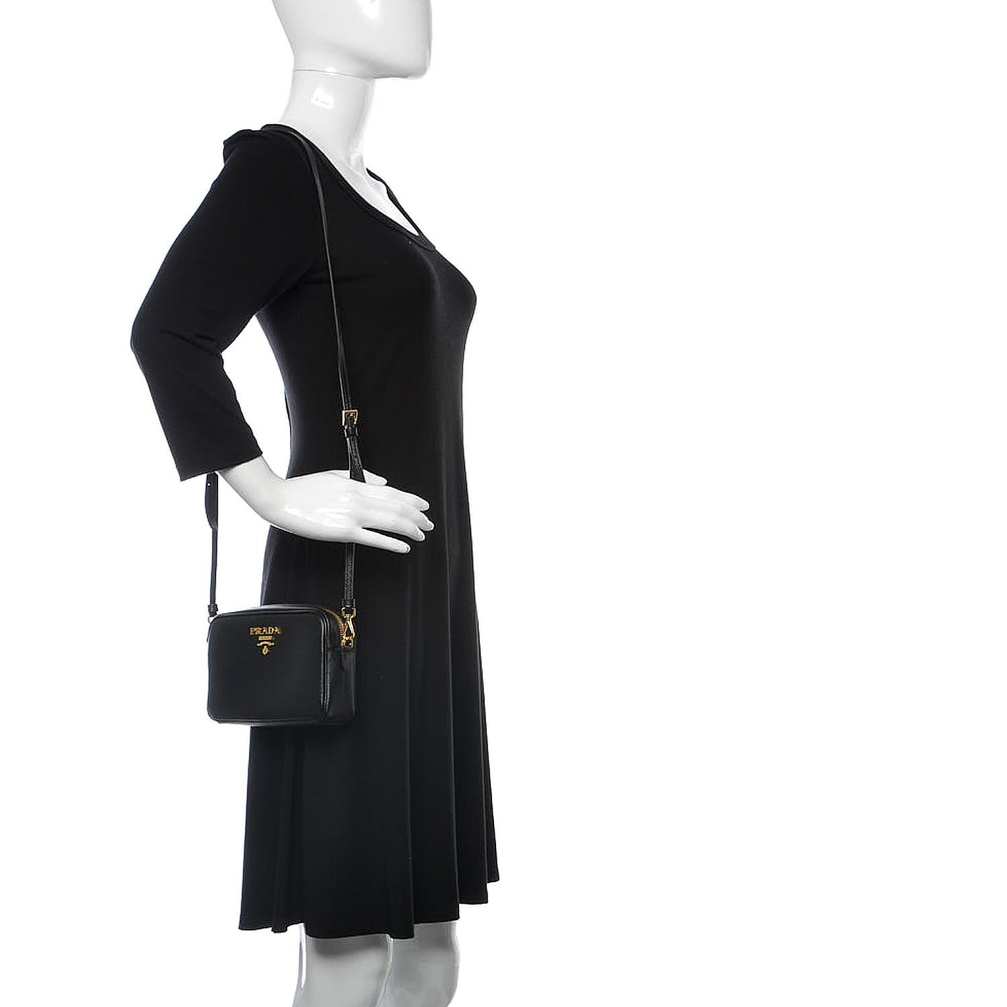 Saffiano Small Camera Crossbody Bag Black