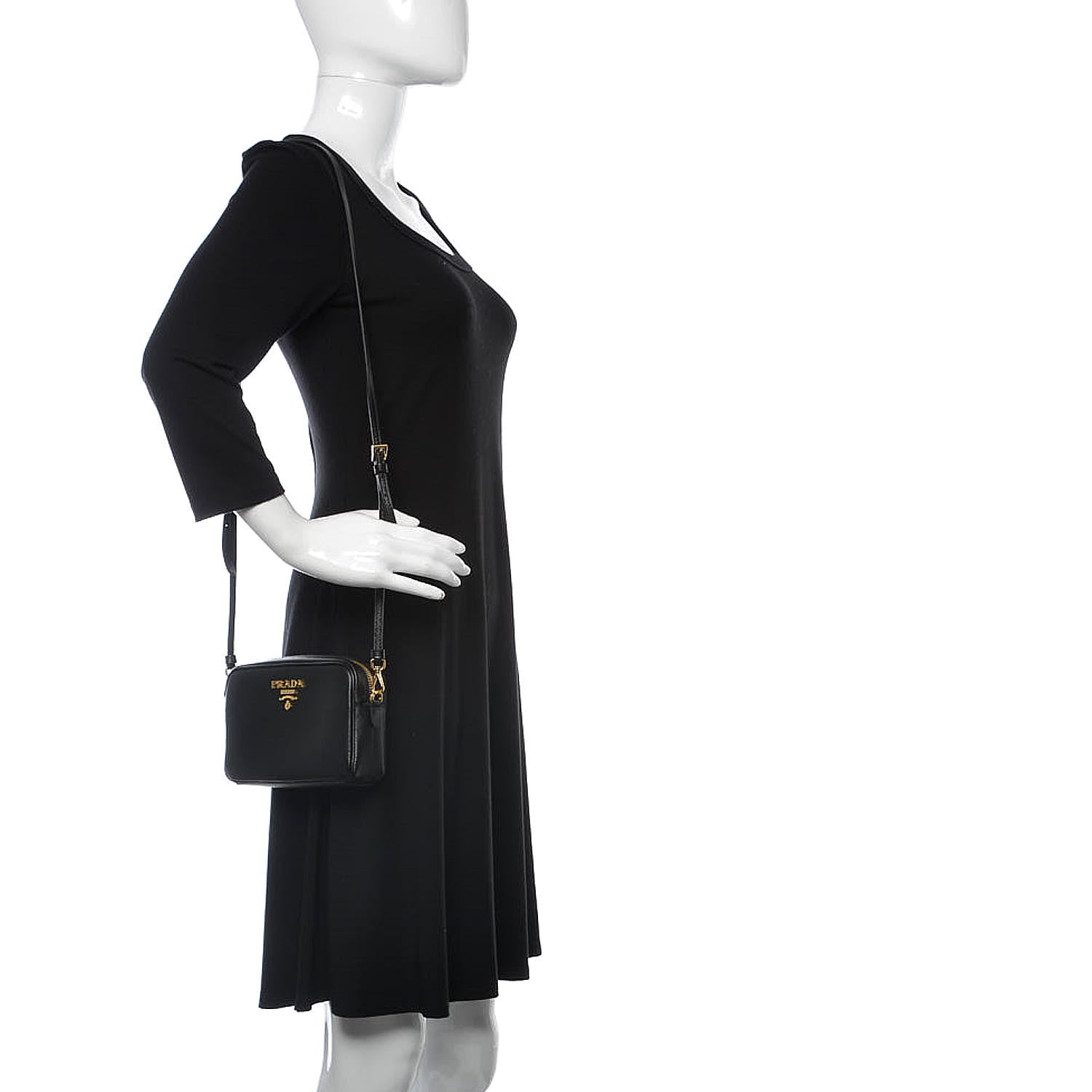 Prada Saffiano Small Camera Crossbody Bag Black 2 of 10