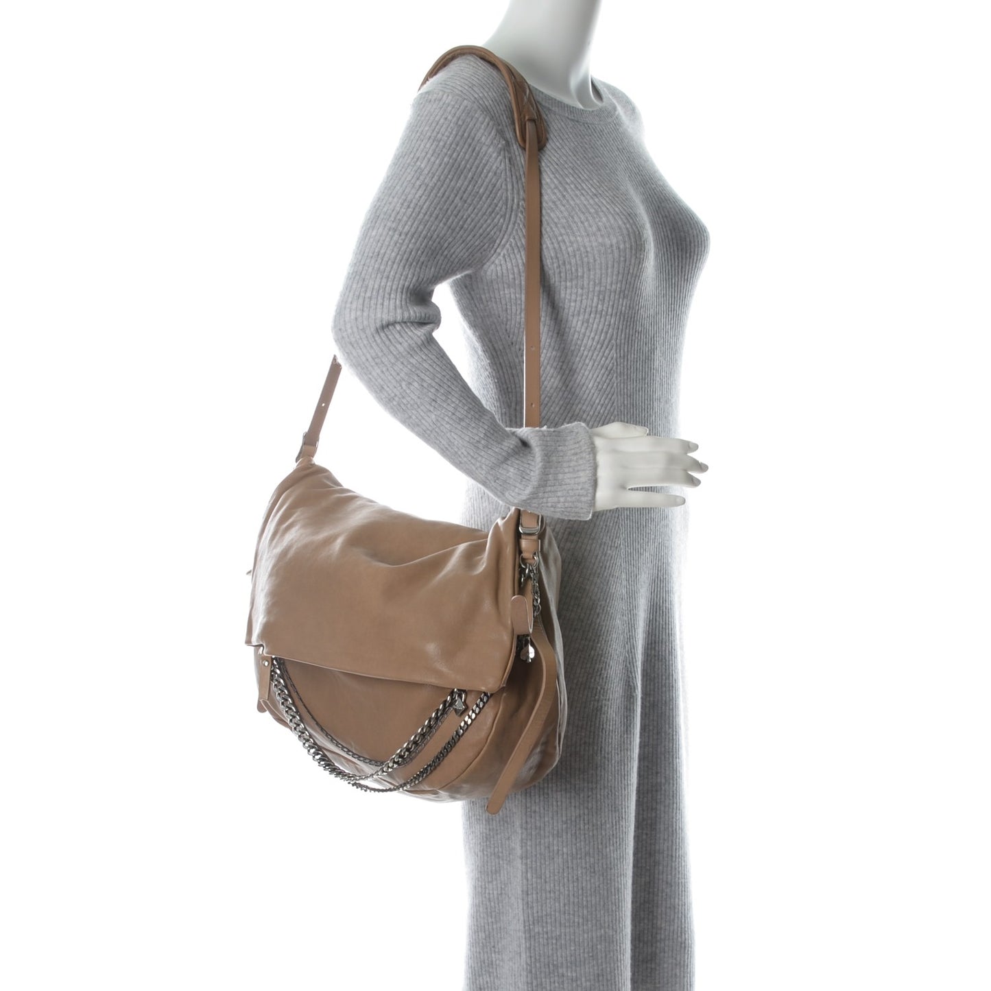 Lambskin Biker Large Hobo Beige