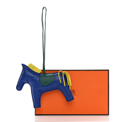 Hermes Milo Lambskin Grigri Rodeo Horse Bag Charm MM Bleu Electrique Lime Vert Fonce 5 of 5