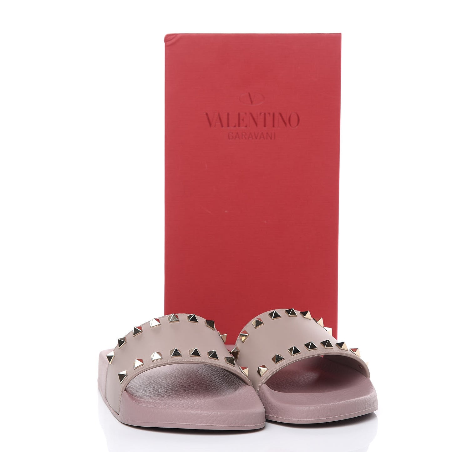 Rubber Rockstud Slide Sandals 37 Poudre