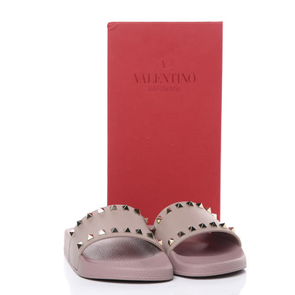 Valentino Garavani Rubber Rockstud Slide Sandals 37 Poudre 9 of 9