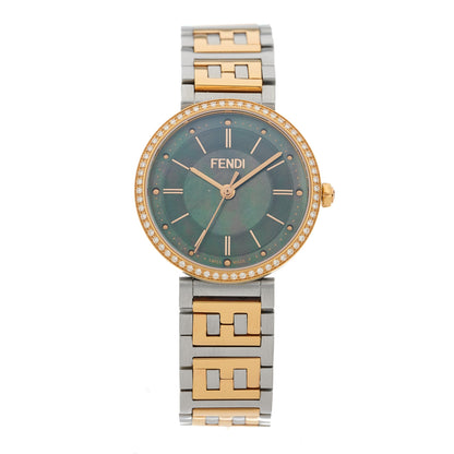 Fendi Stainless Steel Diamond Bezel Black Mother of Pearl 29mm Fendi Forever Quartz Watch 1 of 5