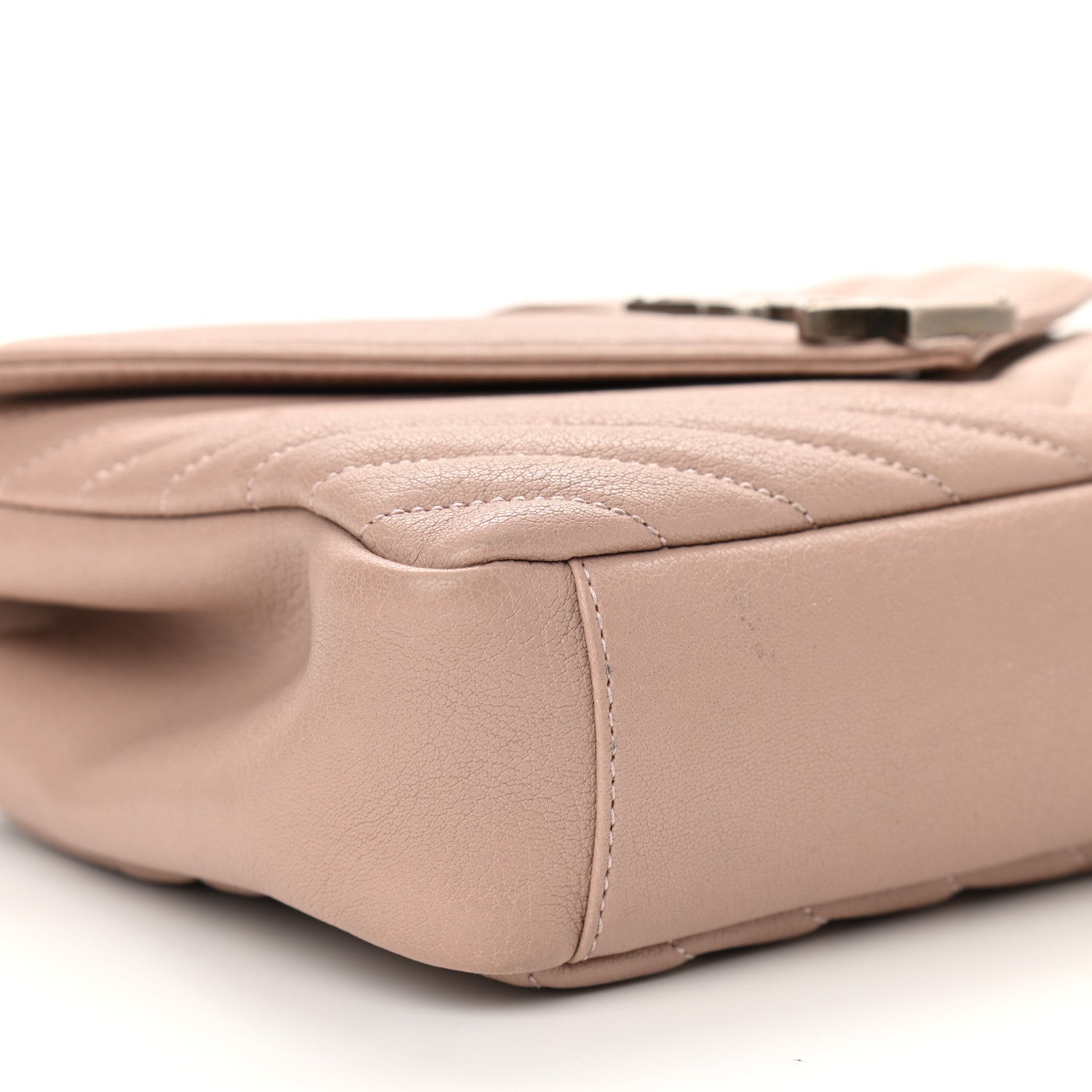Saint Laurent Sheepskin Matelasse Chevron Monogram Medium College Bag Rose Poudre 8 of 9