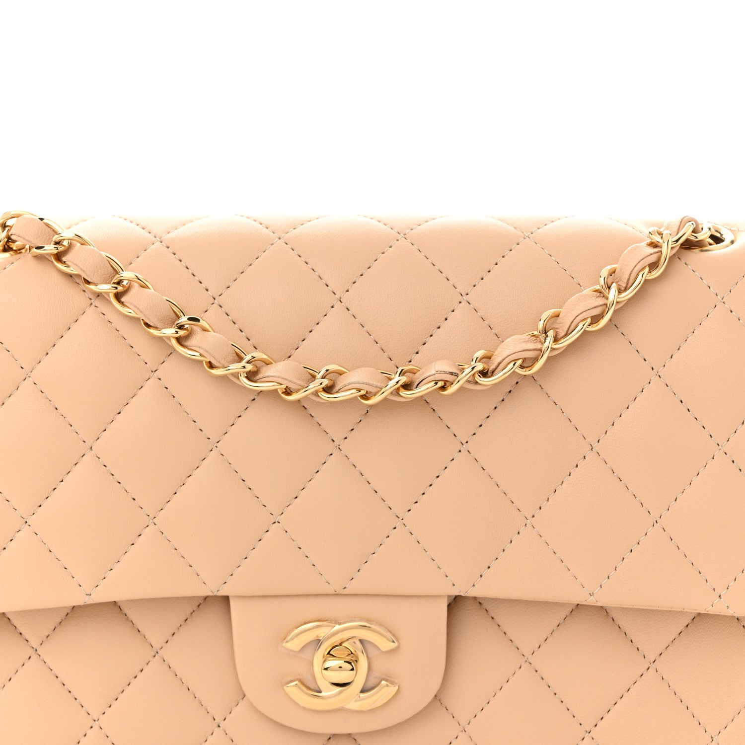 Chanel Lambskin Quilted Medium Double Flap Beige 8 of 12