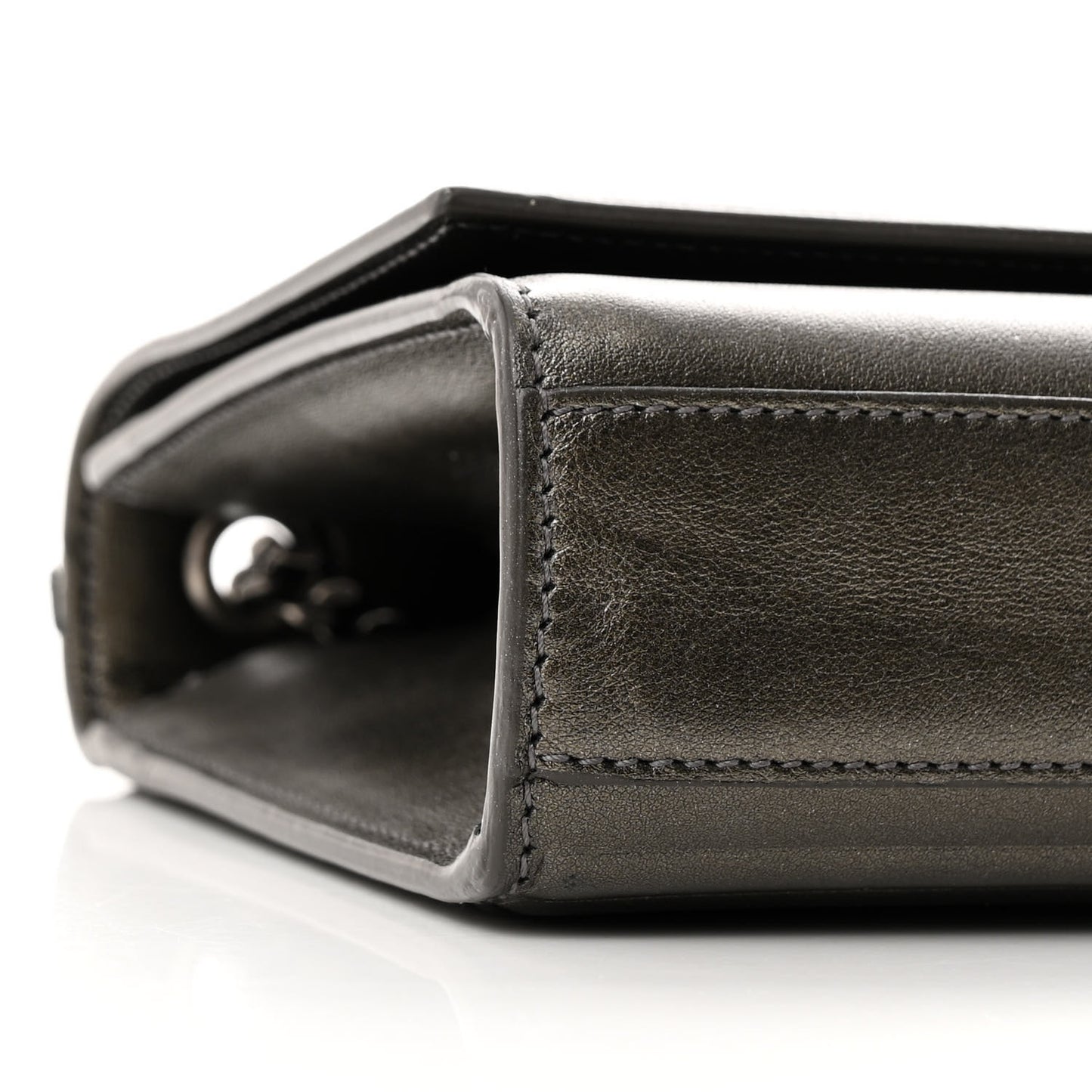 Ribbed Calfskin Medium Monogram Kate Satchel Anthracite