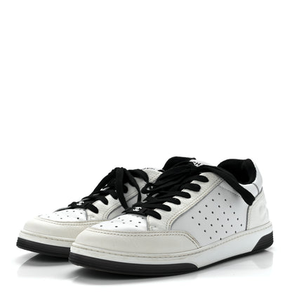 Chanel Grained Calfskin Fabric Womens Logo Sneakers 41White Black 3 of 9