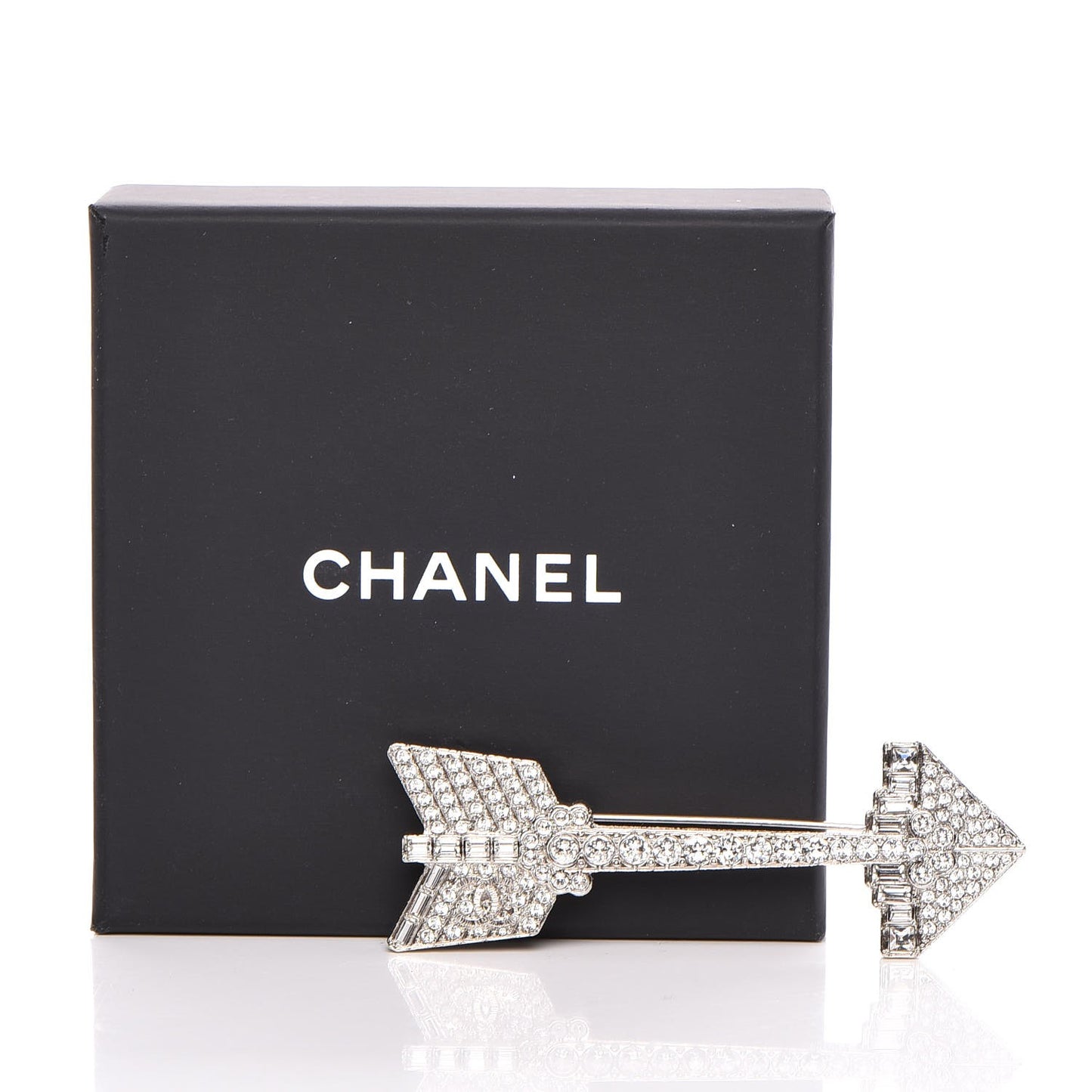Crystal CC Arrow Brooch Silver