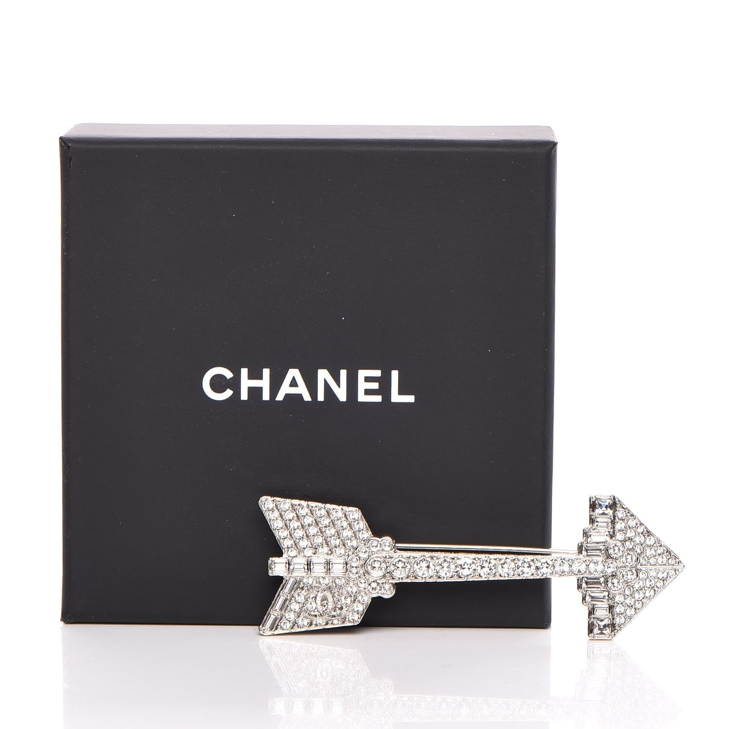 Chanel Crystal CC Arrow Brooch Silver 5 of 5
