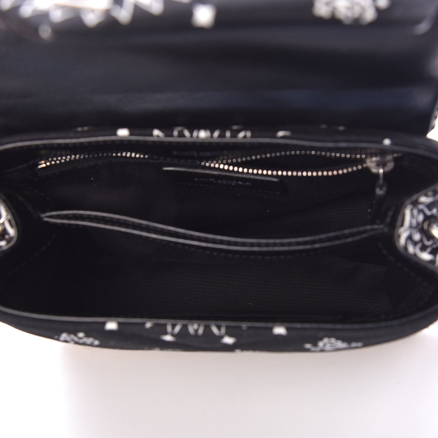 Saint Laurent Cotton Bandana Y Quilted Monogram Toy Loulou Crossbody Bag Black White 5 of 10