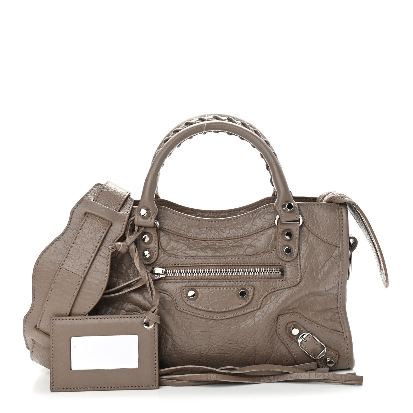 Agneau Classic Silver Hardware Mini City Dark Mink Grey