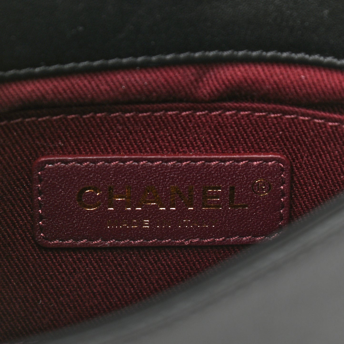 Calfskin Stitched Flap Black