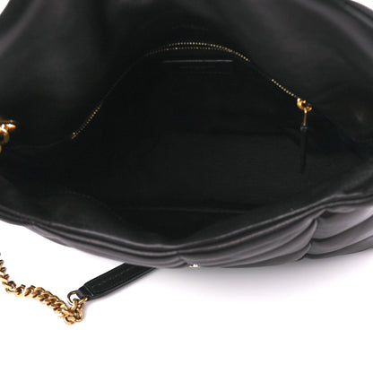 Saint Laurent Lambskin Quilted Medium Loulou Puffer Monogram Chain Satchel Black 5 of 11