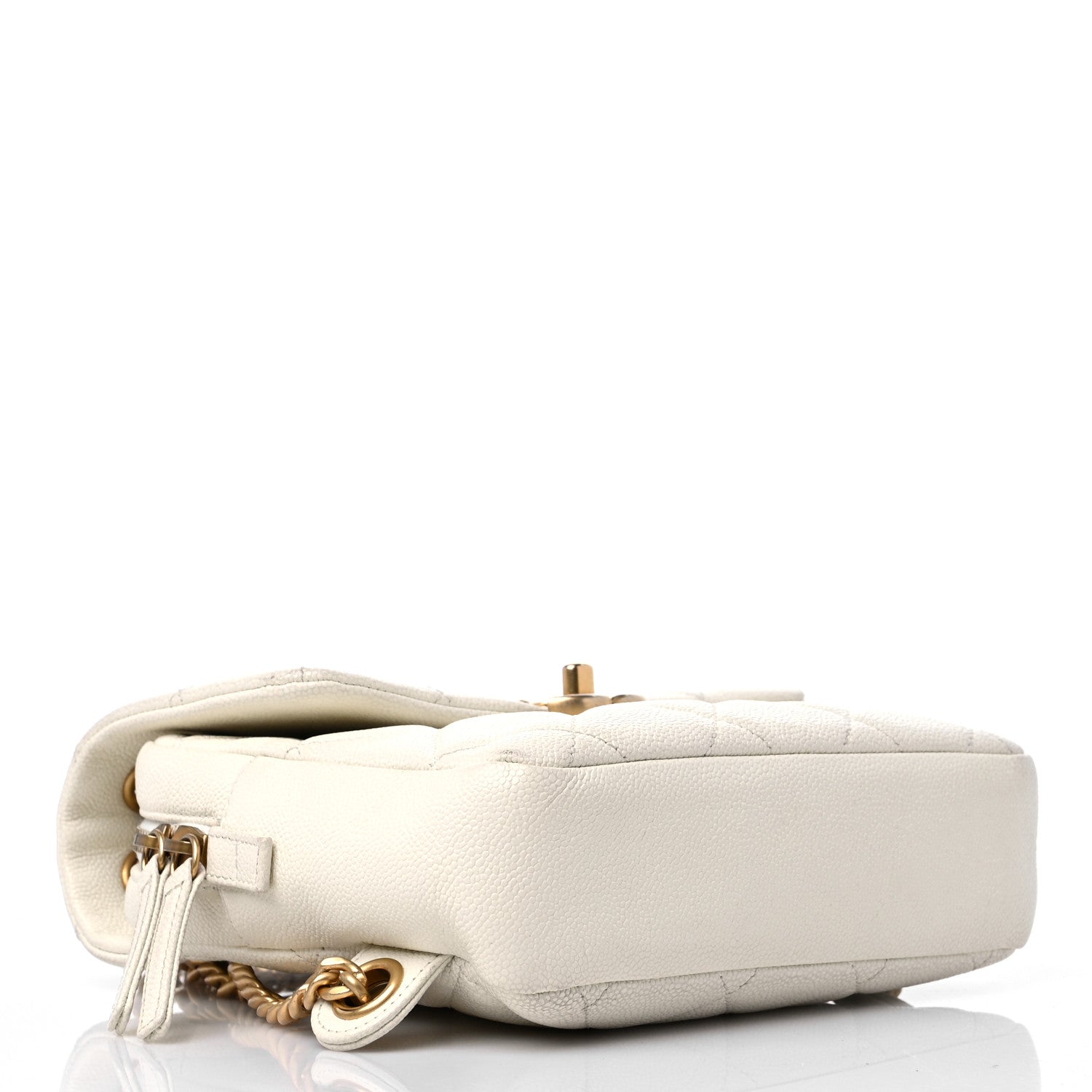 Chanel Shiny Caviar Quilted Chain Melody Backpack White 4 of 15