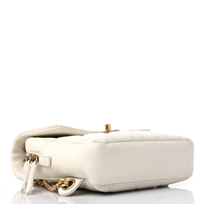 Chanel Shiny Caviar Quilted Chain Melody Backpack White 4 of 15