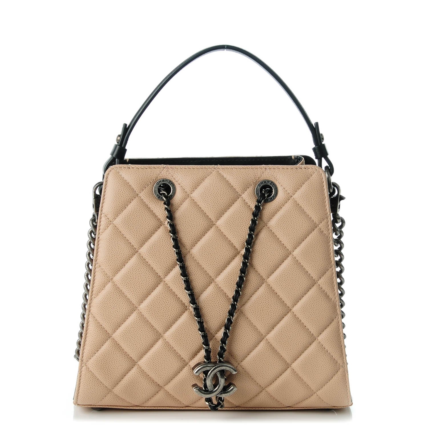 Chanel Caviar Quilted Small CC Bucket Bag Beige 1 of 7
