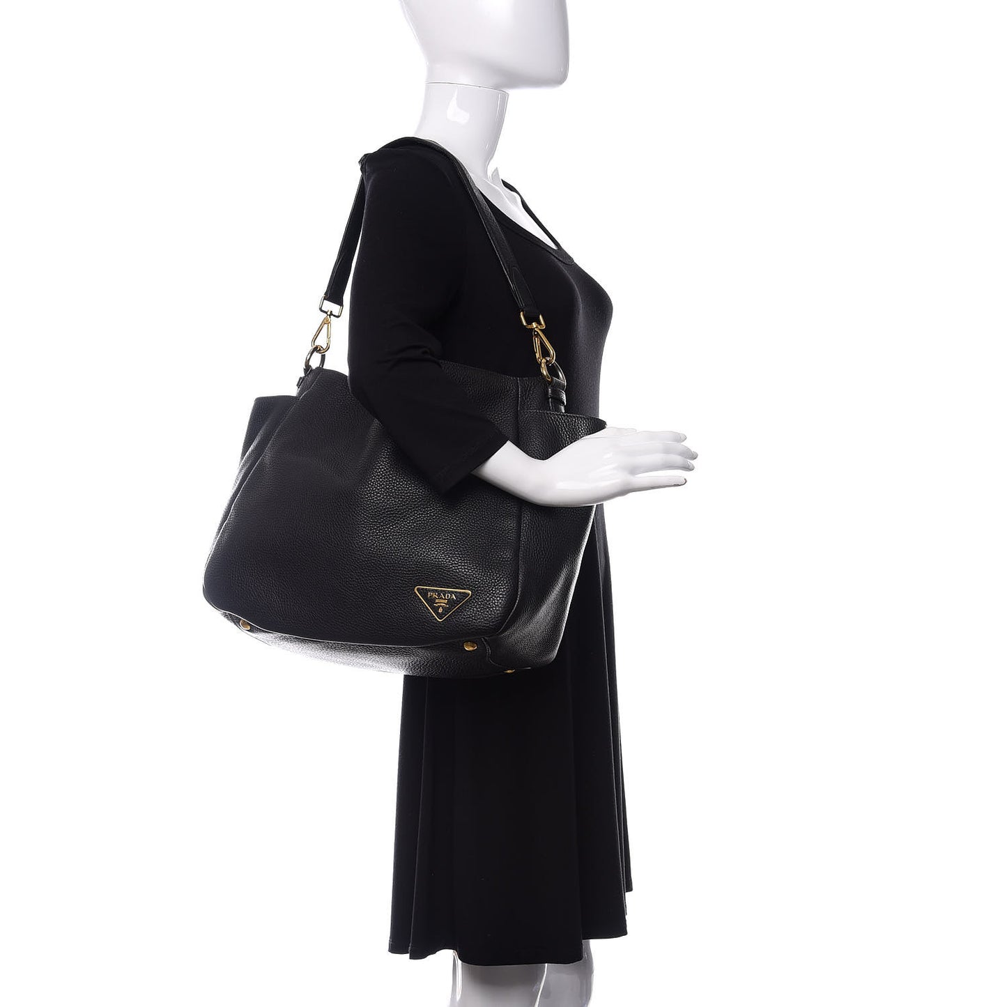 Vitello Daino Side Pocket Hobo Nero Black