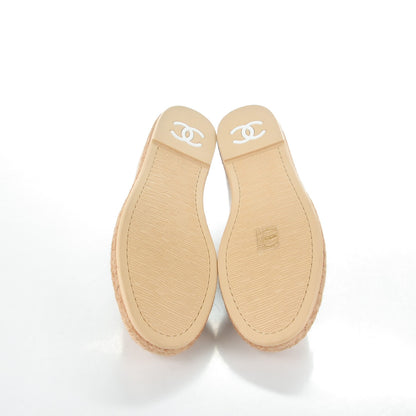 Chanel Patent Calfskin Espadrille Loafers 39.5 Beige 5 of 7